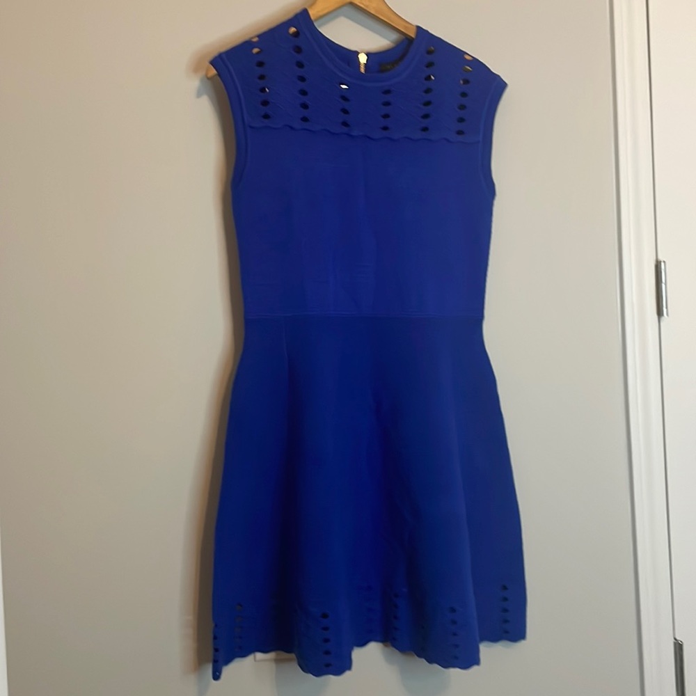 Ted Baker Blue Knit Fit and Flare Dress Sz 10 NWT